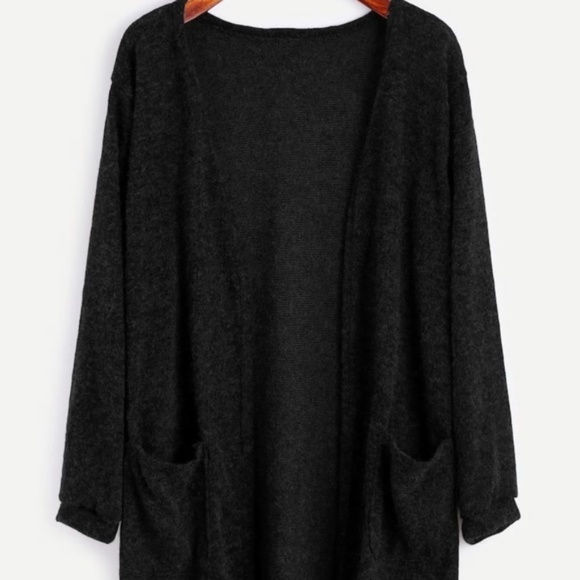Black Cozy Cardigan with Pockets - Picture 1 of 4